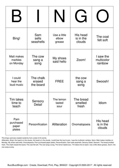 figurative language bingo|figurative language bingo printable.